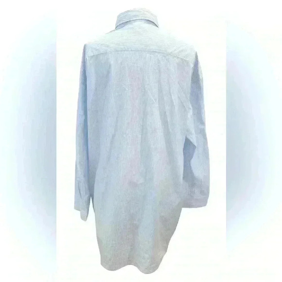 H&M men’s button-down long sleeve shirt; baby blue and white stripes - Picture 8 of 8